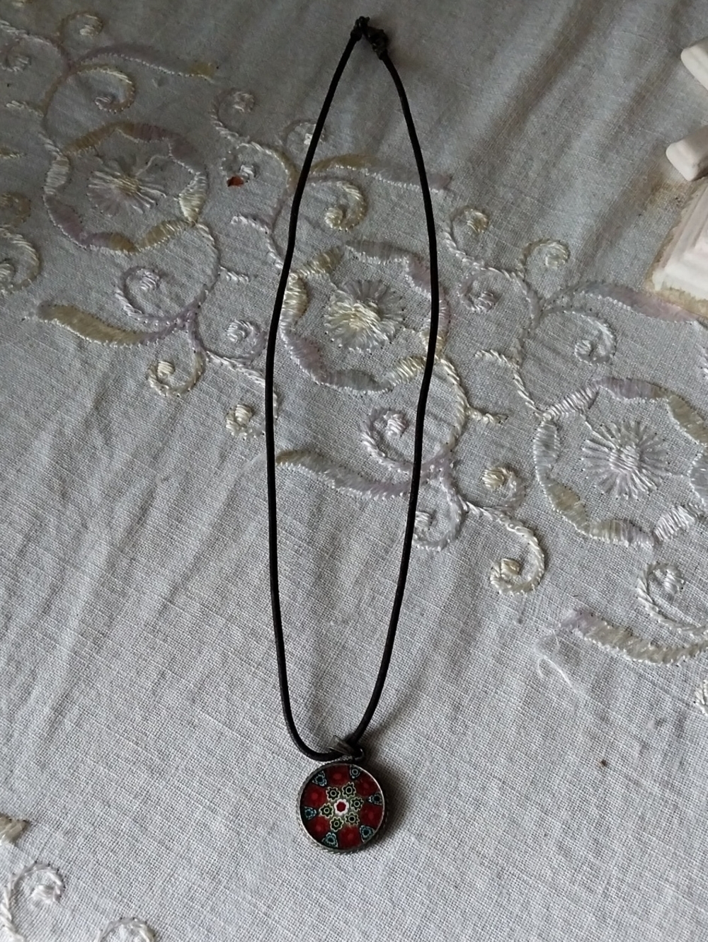 Handcrafted Red Floral Pendant Necklace - Unbranded